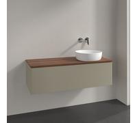 Vanity Unit For Countertop Basin Villeroy and Boch Antao on the right 1 drawer 1200x360x500mm Stone Grey Matt Lacquer/Warm Walnut