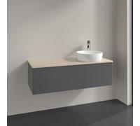 Vanity Unit For Countertop Basin Villeroy and Boch Antao on the right 1 hole 1 drawer 1200x360x500mm Anthracite Matt Laquered/Boticcino