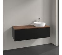 Vanity Unit For Countertop Basin Villeroy and Boch Antao on the right 1 hole 1 drawer 1200x360x500mm Black Matt Laquered/Warm Walnut
