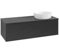Vanity Unit For Countertop Basin Villeroy and Boch Antao on the right 1 hole 1 drawer 1200x360x500mm Black Matt Laquered