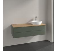 Vanity Unit For Countertop Basin Villeroy and Boch Antao on the right 1 hole 2 drawers 1200x360x500mm Leaf Green Matt Lacquer/Honey Oak