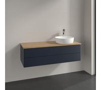 Vanity Unit For Countertop Basin Villeroy and Boch Antao on the right 1 hole 2 drawers 1200x360x500mm Midnight Blue Matt Lacquer/Honey Oak