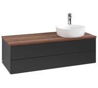 Vanity Unit For Countertop Basin Villeroy and Boch Antao on the right 1 hole 2 drawers 1200x360x500mm Black Matt Laquered/Warm Walnut