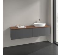 Vanity Unit For Countertop Basin Villeroy and Boch Antao on the right 1 hole 2 drawers 1600x360x500mm Anthracite Matt Laquered/Warm Walnut