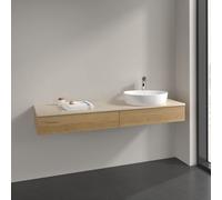 Vanity Unit For Countertop Basin Villeroy and Boch Antao on the right 1 hole 2 long drawers 1600x190x500mm Honey Oak/Boticcino