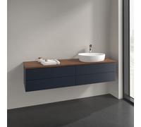 Vanity Unit For Countertop Basin Villeroy and Boch Antao on the right 1 hole 4 drawers 1600x360x500mm Midnight Blue Matt Lacquer/Warm Walnut