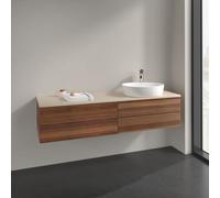 Vanity Unit For Countertop Basin Villeroy and Boch Antao on the right 1 hole 4 drawers 1600x360x500mm Warm Walnut/Boticcino