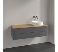 Vanity Unit For Countertop Basin Villeroy and Boch Antao on the right 2 drawers 1200x360x500mm Anthracite Matt Laquered/Honey Oak