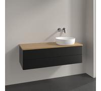 Vanity Unit For Countertop Basin Villeroy and Boch Antao on the right 2 drawers 1200x360x500mm Black Matt Laquered/Honey Oak