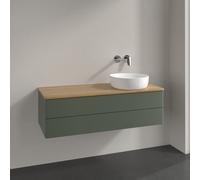 Vanity Unit For Countertop Basin Villeroy and Boch Antao on the right 2 drawers 1200x360x500mm Leaf Green Matt Lacquer/Honey Oak