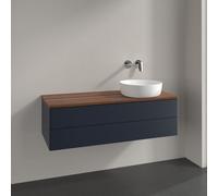 Vanity Unit For Countertop Basin Villeroy and Boch Antao on the right 2 drawers 1200x360x500mm Midnight Blue Matt Lacquer/Warm Walnut