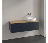 Vanity Unit For Countertop Basin Villeroy and Boch Antao on the right 2 drawers 1200x360x500mm Midnight Blue Matt Lacquer/Honey Oak
