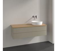Vanity Unit For Countertop Basin Villeroy and Boch Antao on the right 2 drawers 1200x360x500mm Stone Grey Matt Lacquer/Honey Oak