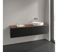 Vanity Unit For Countertop Basin Villeroy and Boch Antao on the right 2 drawers 1600x360x500mm Black Matt Laquered/Warm Walnut