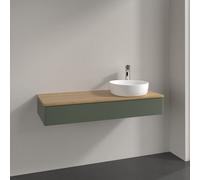 Vanity Unit For Countertop Basin Villeroy and Boch Antao on the right Light 1 hole 1 drawer 1200x190x500mm Leaf Green Matt Lacquer/Honey Oak