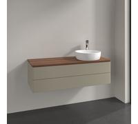 Vanity Unit For Countertop Basin Villeroy and Boch Antao on the right Light 1 hole 2 drawers 1200x360x500mm Stone Grey Matt Lacquer/Warm Walnut