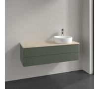 Vanity Unit For Countertop Basin Villeroy and Boch Antao on the right Light 1 hole 2 drawers 1200x360x500mm Leaf Green Matt Lacquer/Boticcino