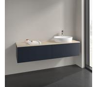 Vanity Unit For Countertop Basin Villeroy and Boch Antao on the right Light 1 hole 2 drawers 1600x360x500mm Midnight Blue Matt Lacquer/Boticcino
