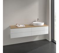 Vanity Unit For Countertop Basin Villeroy and Boch Antao on the right Light 1 hole 4 drawers 1600x360x500mm Glossy White Laquered/Honey Oak