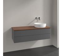 Vanity Unit For Countertop Basin Villeroy and Boch Antao on the right Light 2 drawers 1200x360x500mm Anthracite Matt Laquered/Warm Walnut
