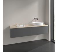 Vanity Unit For Countertop Basin Villeroy and Boch Antao on the right Light 2 drawers 1600x360x500mm Anthracite Matt Laquered/Boticcino