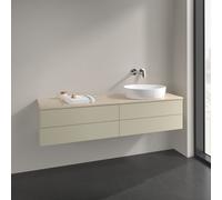 Vanity Unit For Countertop Basin Villeroy and Boch Antao on the right Light 4 drawers 1600x360x500mm Silk Grey Matt Lacquer/Boticcino