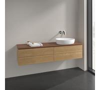 Vanity Unit For Countertop Basin Villeroy and Boch Antao on the right Light 4 drawers 1600x360x500mm Honey Oak/Warm Walnut