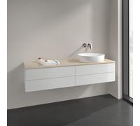 Vanity Unit For Countertop Basin Villeroy and Boch Antao on the right Light 4 drawers 1600x360x500mm Glossy White Laquered/Boticcino