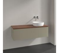 Vanity Unit For Countertop Basin Villeroy and Boch Antao on the right with Structure, 1 drawer 1200x360x500mm Stone Grey Matt Lacquer/Warm Walnut