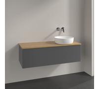 Vanity Unit For Countertop Basin Villeroy and Boch Antao on the right with Structure, 1 drawer 1200x360x500mm Anthracite Matt Laquered/Honey Oak