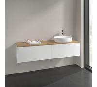 Vanity Unit For Countertop Basin Villeroy and Boch Antao on the right with Structure, 1 hole 2 drawers 1600x360x500mm White Matt Laquered/Honey Oak