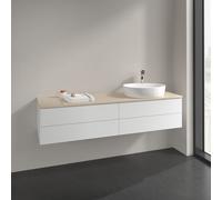 Vanity Unit For Countertop Basin Villeroy and Boch Antao on the right with Structure, 1 hole 4 drawers 1600x360x500mm White Matt Laquered/Boticcino