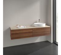 Vanity Unit For Countertop Basin Villeroy and Boch Antao on the right with Structure, 1 hole 4 drawers 1600x360x500mm Warm Walnut/Boticcino