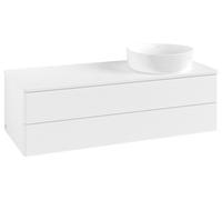 Vanity Unit For Countertop Basin Villeroy and Boch Antao on the right with Structure, 2 drawers 1200x360x500mm White Matt Laquered
