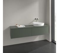 Vanity Unit For Countertop Basin Villeroy and Boch Antao on the right with Structure, 2 drawers 1600x360x500mm Leaf Green Matt Lacquer