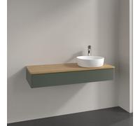 Vanity Unit For Countertop Basin Villeroy and Boch Antao on the right with Structure, Light 1 hole 1 drawer 1200x190x500mm Leaf Green Matt Lacquer/Honey Oak