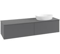 Vanity Unit For Countertop Basin Villeroy and Boch Antao on the right with Structure, Light 1 hole 2 drawers 1600x360x500mm Anthracite Matt Laquered