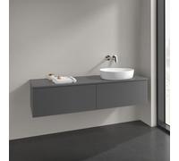 Vanity Unit For Countertop Basin Villeroy and Boch Antao on the right with Structure, Light 2 drawers 1600x360x500mm Anthracite Matt Laquered