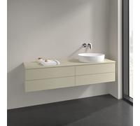 Vanity Unit For Countertop Basin Villeroy and Boch Antao on the right with Structure, Light 4 drawers 1600x360x500mm Silk Grey Matt Lacquer