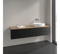 Vanity Unit For Countertop Basin Villeroy and Boch Antao on the right with Structure, Light 4 drawers 1600x360x500mm Black Matt Laquered/Honey Oak
