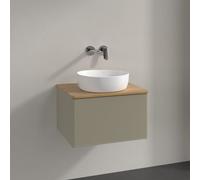 Vanity Unit For Countertop Basin Villeroy and Boch Antao with Structure, 1 drawer 600x360x500mm Stone Grey Matt Lacquer/Honey Oak