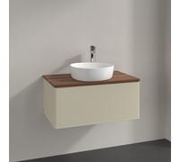 Vanity Unit For Countertop Basin Villeroy and Boch Antao with Structure, 1 hole 1 drawer 800x360x500mm Silk Grey Matt Lacquer/Warm Walnut