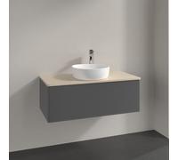 Vanity Unit For Countertop Basin Villeroy and Boch Antao with Structure, Light 1 hole 1 drawer 1000x360x500mm Anthracite Matt Laquered/Boticcino