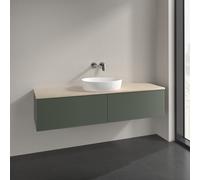 Vanity Unit For Countertop Basin Villeroy and Boch Antao with Structure, Light 2 drawers 1600x360x500mm Leaf Green Matt Lacquer/Boticcino