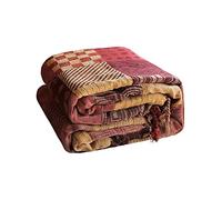 VANJOROY 100% Chenille Bohemian Large Sofa Bed Throw Blanket For 2 3 Seater-Extra Large Throws for Settees, Patchwork Soft Throw for Couch Bedspreads Rug Bed Gifts -220x260cm,Wine Red
