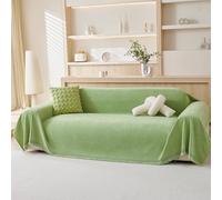 VANJOROY 100% Chenille Natural Sofa Large Throw Blanket For 2 3 Seater -Extra Large Throws for Settees, Natural Luxury Soft Throw for Chair Couch and Bed, Sage Green-180 x 300cm