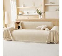 VANJOROY 100% Chenille Natural Sofa Large Throw Blanket For 2 3 Seater -Extra Large Throws for Settees, Luxury Soft Throw for Chair Couch and Bed, Cream Beige-180 x 230cm