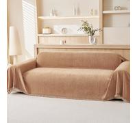 VANJOROY 100% Chenille Natural Sofa Large Throw Blanket For 2 3 Seater -Extra Large Throws for Settees, Natural Luxury Soft Throw for Chair Couch and Bed, Brown Burnt-180 x 300cm