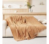 VANJOROY 100% Chenille Natural Sofa Large Throw Blanket For Single Seater -Throws for Armchair, Luxury Soft Throw for Chair Couch and Bed, Burnt Orange-130 x 180cm