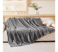VANJOROY 100% Chenille Sofa Large Throw Blanket For Single Seater -Throws for Armchair, Luxury Soft Throw for Chair Couch and Bed, Dark Grey-130 x 180cm
